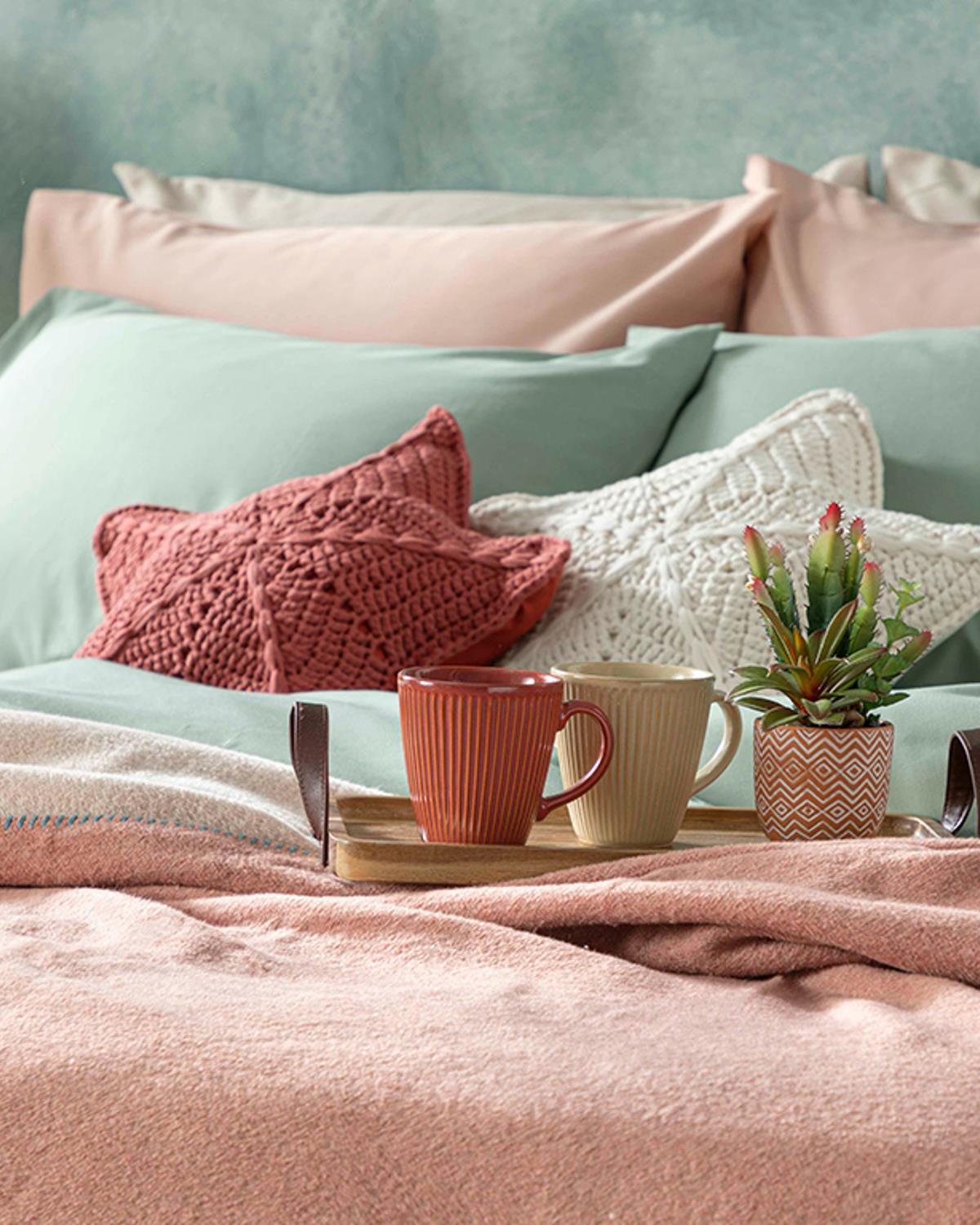 Plain Одеяло Единичен Памучен 150x200 см Пудра - Пепел от рози