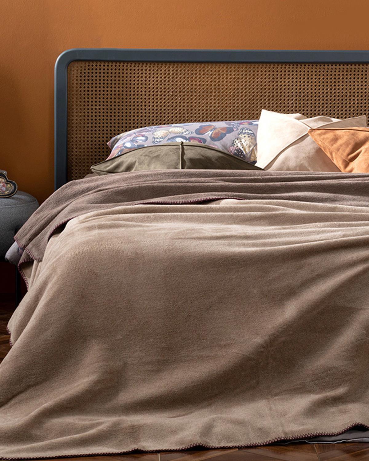 Plain Одеяло Единичен Памучен 150x200 см Бежов - Кафяв.