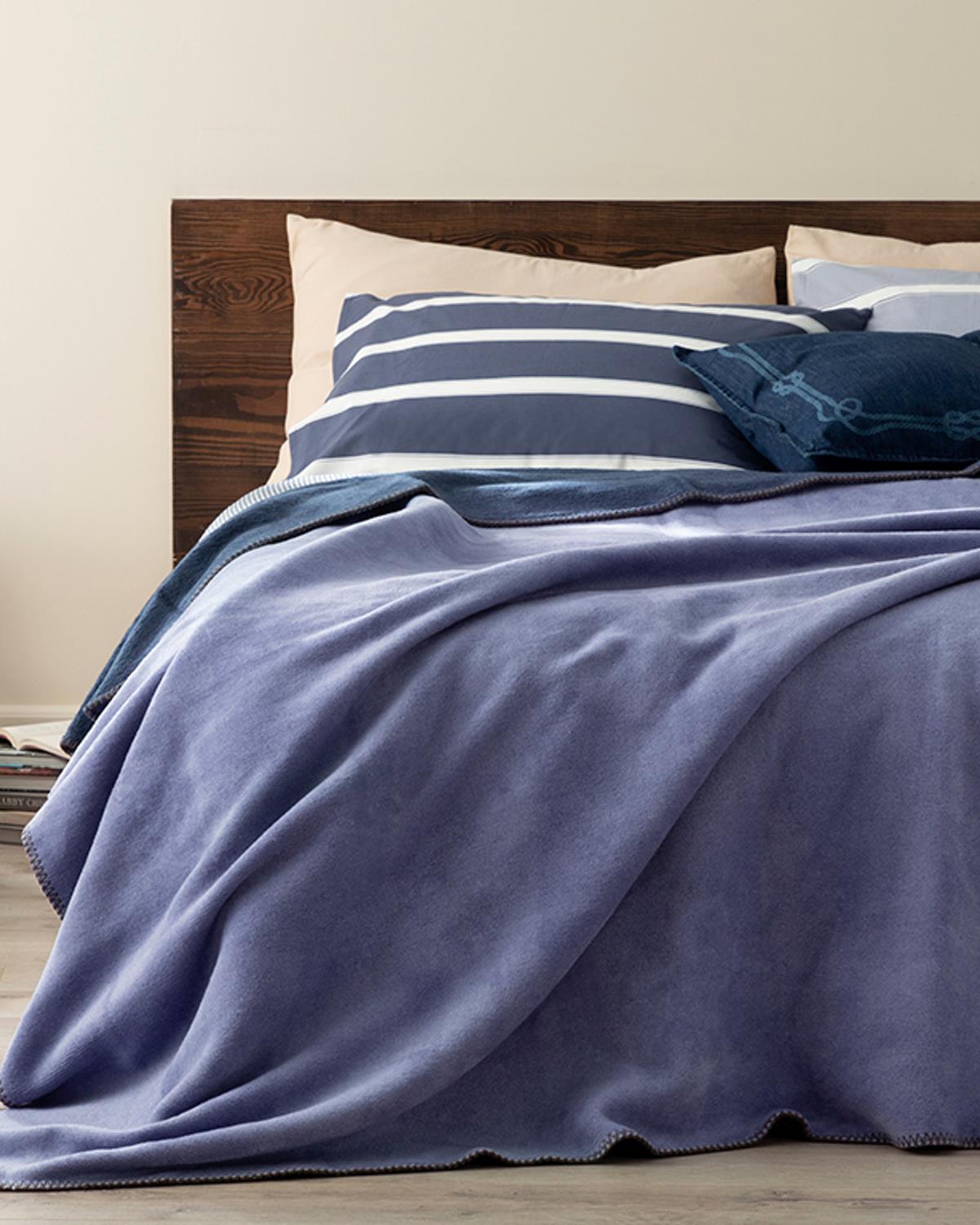 Plain Одеяло Единичен Памучен 150x200 см Морскосин - Син.