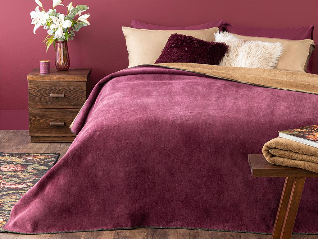 Plain ОДЕАЛО Единичен Памучен 150x200 cm Тъмнобежов - Виолетов