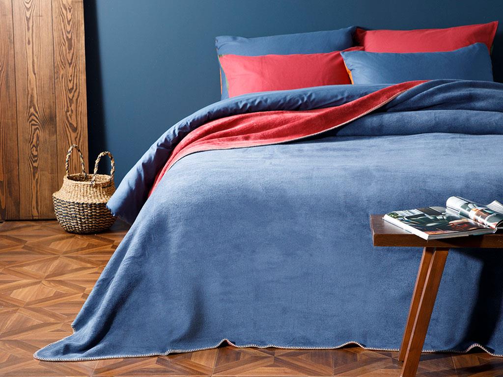 Plain ОДЕАЛО За един човек Памучен 150x200 cm Червено-сочно синьо