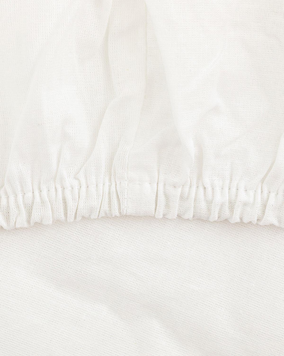 Plain Чаршаф С Ластик Двоен Памучен 160x200 см Бял