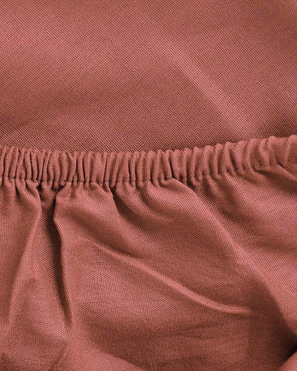 Plain Комплект Чаршаф С Ластик Кралски размер Памучен 180x200 см Тъмна пепел от рози.