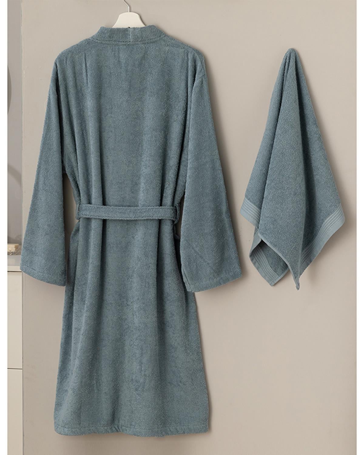 Plain Халат Комплект 2Бр., Памучен, Индиго, L-Xl