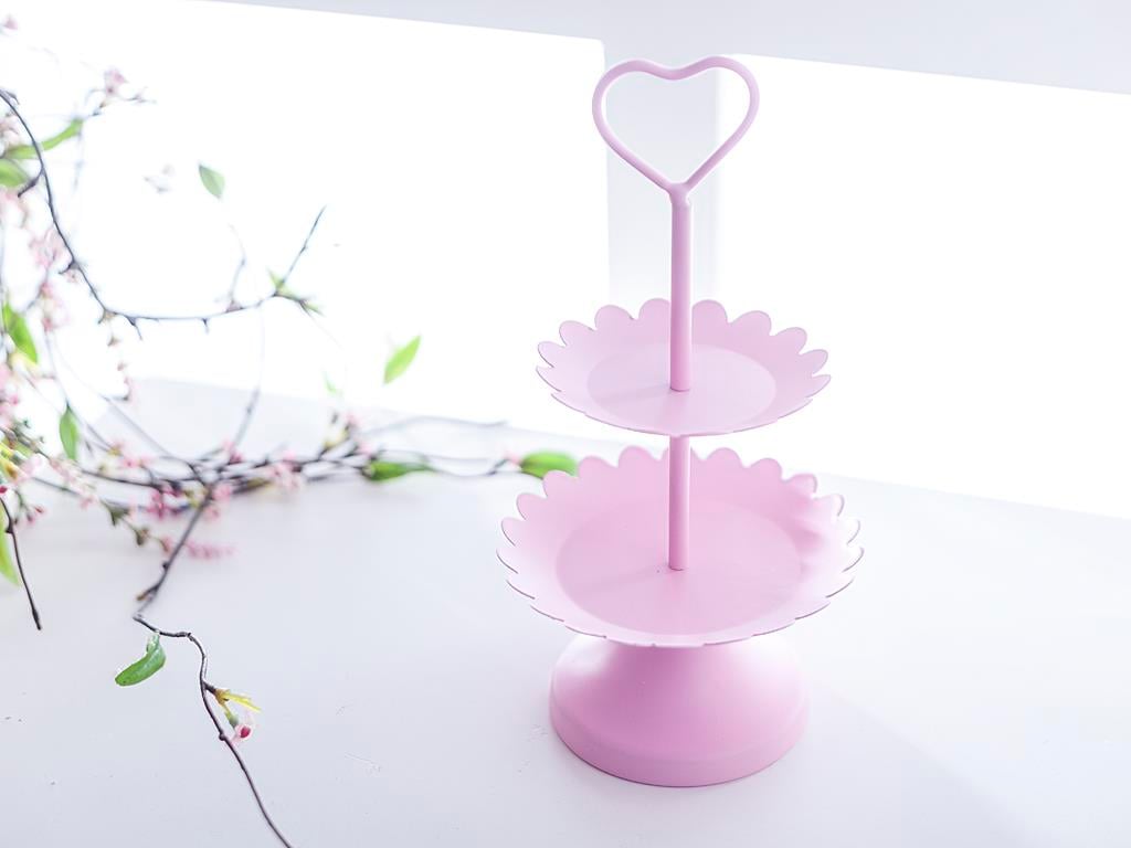 Plain СЕРВИЗ НА ЕТАЖИ 2 комплекта Ковано желязо 11,0x11,0x21,5 cm Light Pink,