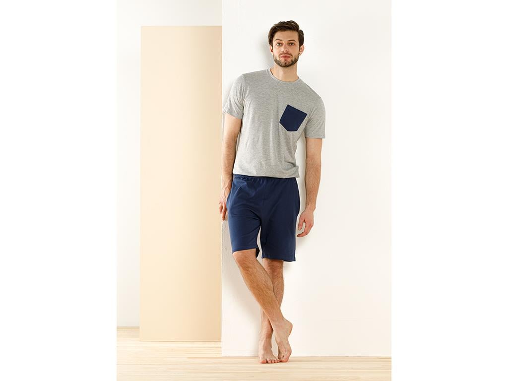 plain blue ПИЖАМА КОМПЛЕКТ С ДЖОБ Памучен полиестер XXL Dark Blue