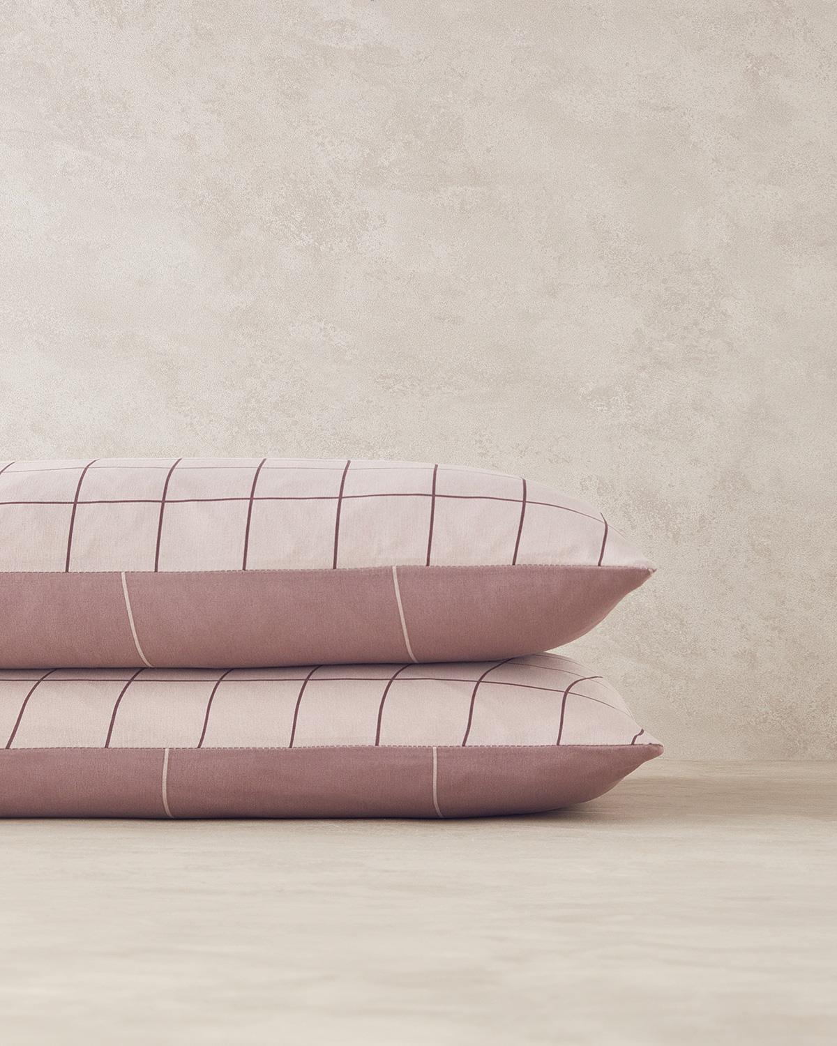 Plain Check Калъфка За Възглавница 2 бр. Лесно за гладене 50x70 см Светъл дамсон