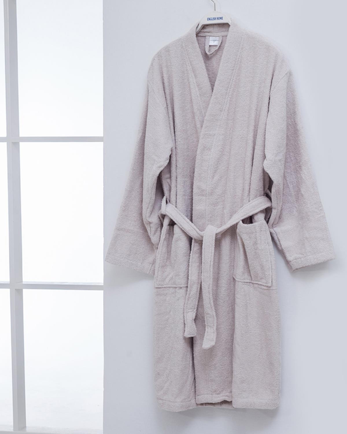 Plain Халат За Баня Мъжки Памучен M Светлобежов