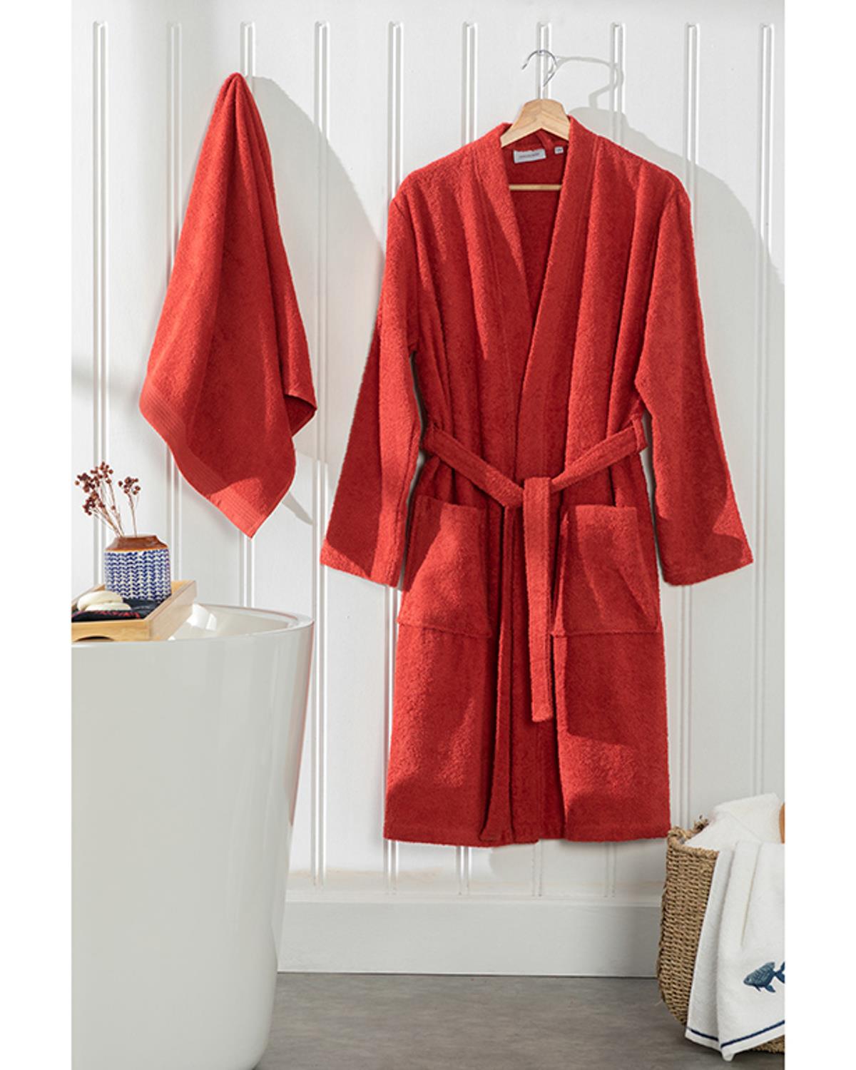Plain Комплект Халат За Баня Комплект Памучен S-M Керемиден