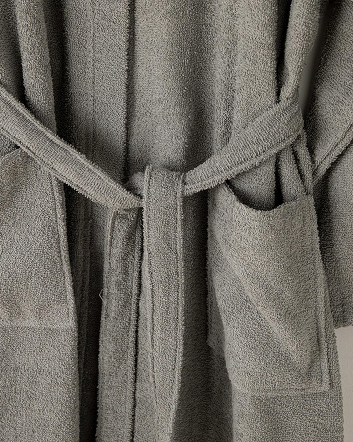 Plain Халат Комплект Сет, Памучен, Тъмно Сиво, S-M