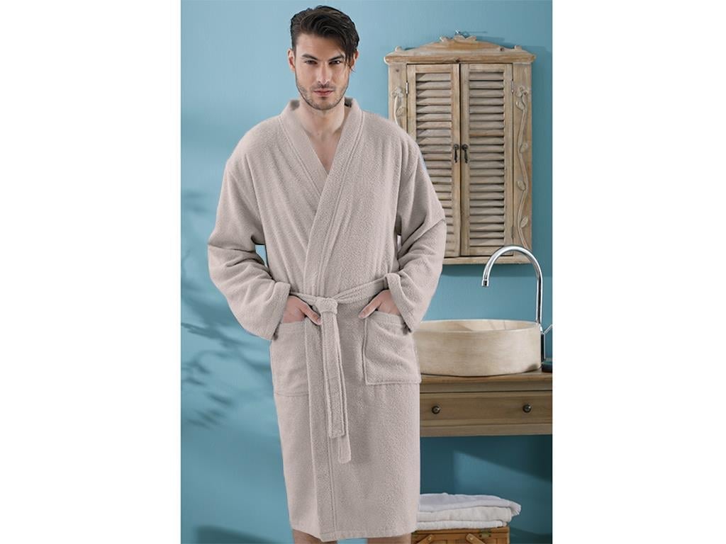 Plain ХАЛАТ Мъжки Памучен XL Light Beige