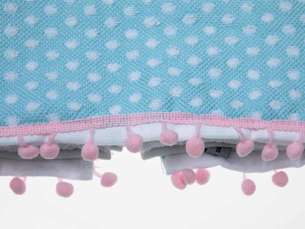 Polka Dot ХАВЛИЯ ЗА ЛИЦЕ С помпони Жакардов 50x80 cm Blue.