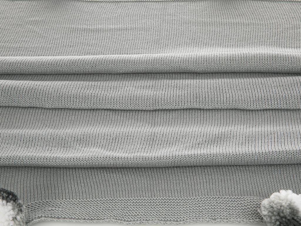 Pompom БЕБЕШКО ОДЕАЛО С помпони Трикотаж 90x90 cm Gray