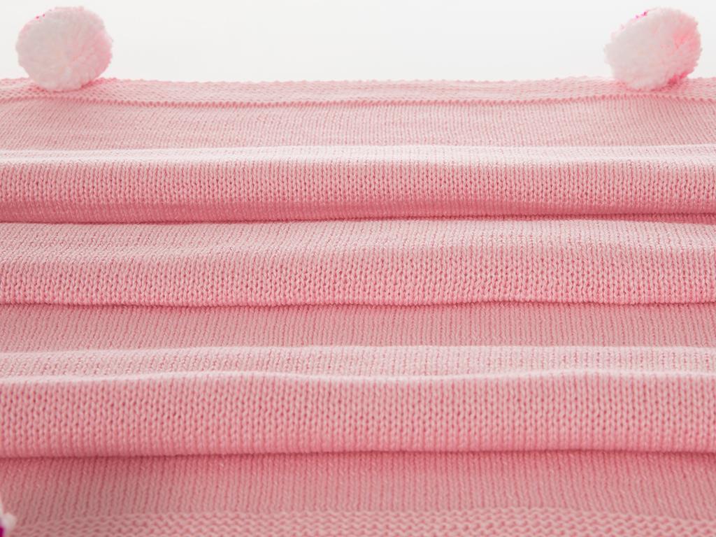 Pompom БЕБЕШКО ОДЕАЛО С помпони Трикотаж 90x90 cm Pink