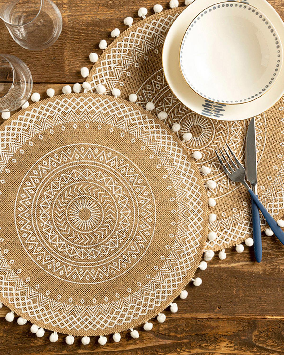 Pompon Подложки За Хранене 2 бр. Юта 38 см Бял