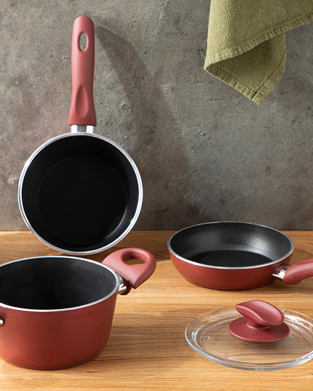 Pretty Готварски Комплект Мини, Гранит, Бордо Червено, 0