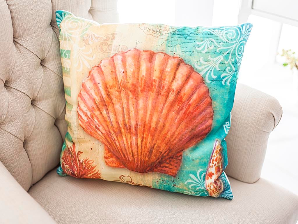 Queen Scollop ВЪЗГЛАВНИЦА Пълно Дигитална щампа 45x45 cm Coral