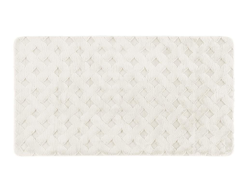 Rabbit Grid Polyester Carpet 80x150 cm White