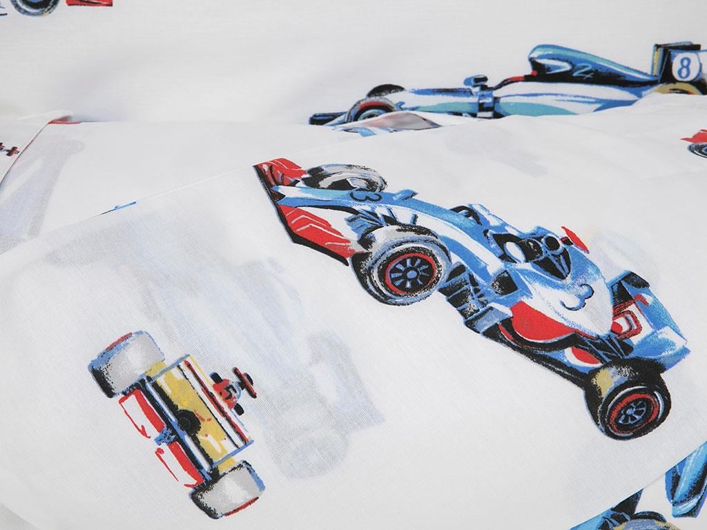 Race Cars ДЕТСКА ПОКРИВКА И ВЪ Tek Kişilik Памучен 160x220 cm Blue.