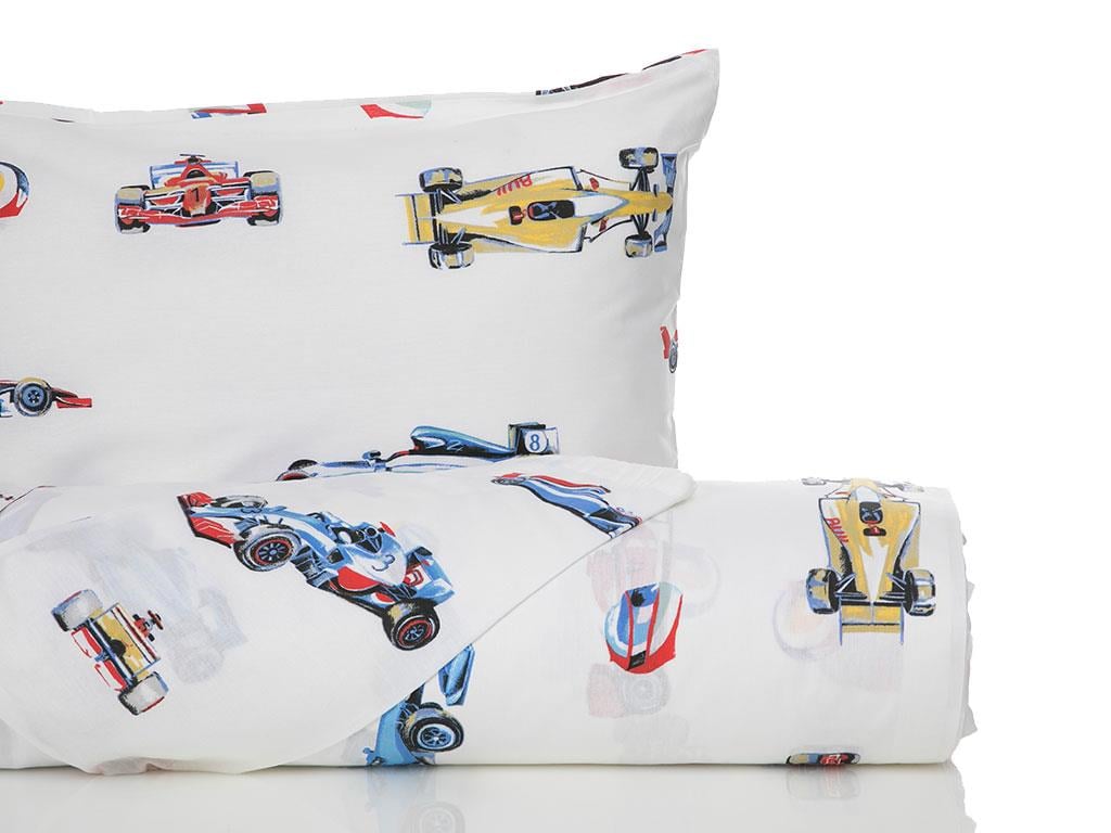Race Cars ДЕТСКА ПОКРИВКА И ВЪ Tek Kişilik Памучен 160x220 cm Blue.