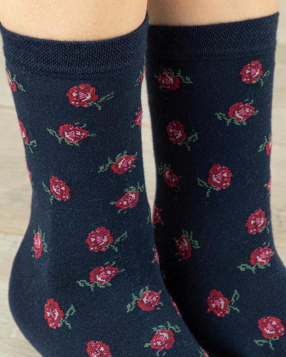Red Rose Дълги Чорапи Жена Бамбук 36-40 Морскосин