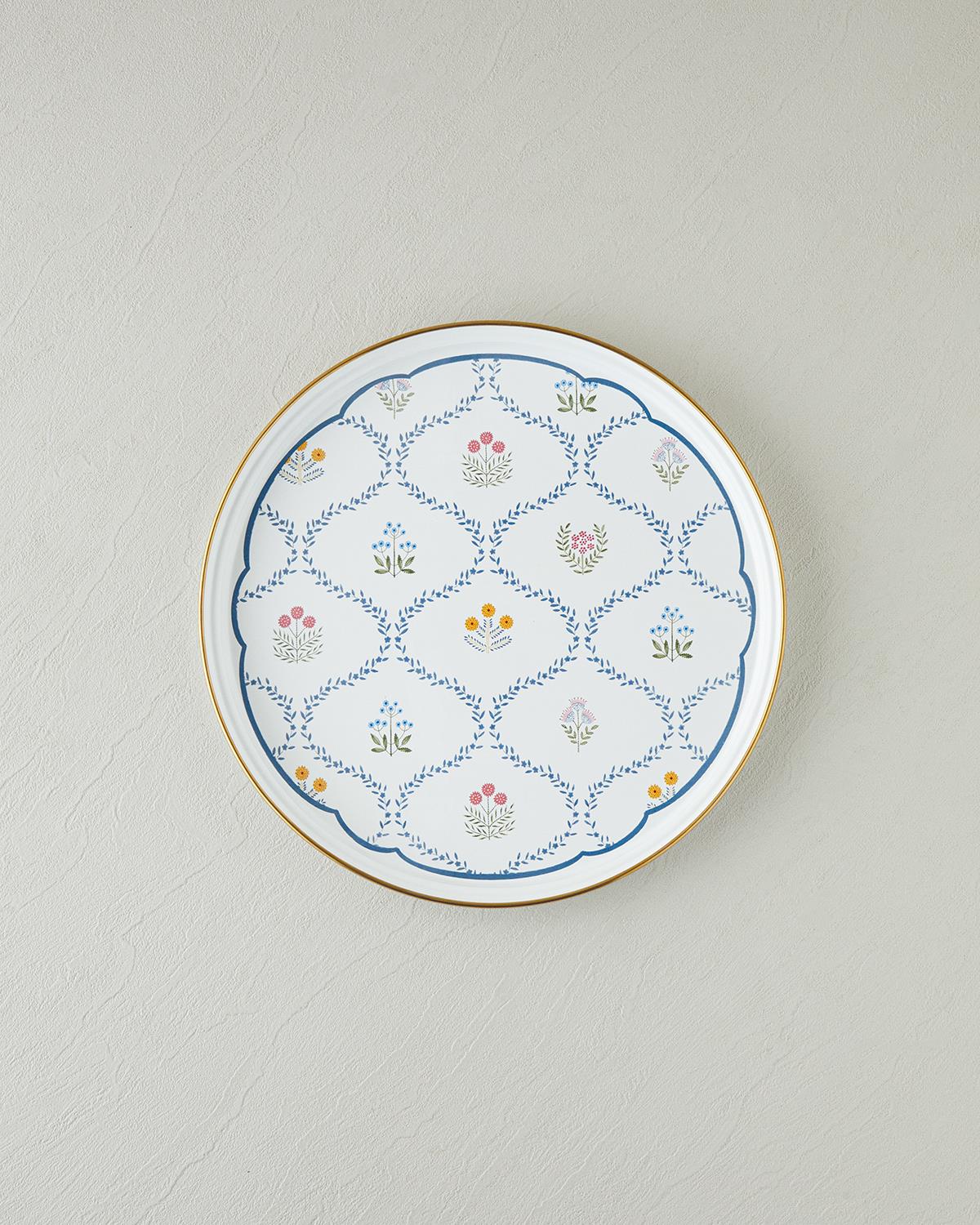 Retro Spring Тепсия Емайлиран 31 см Бял - Син