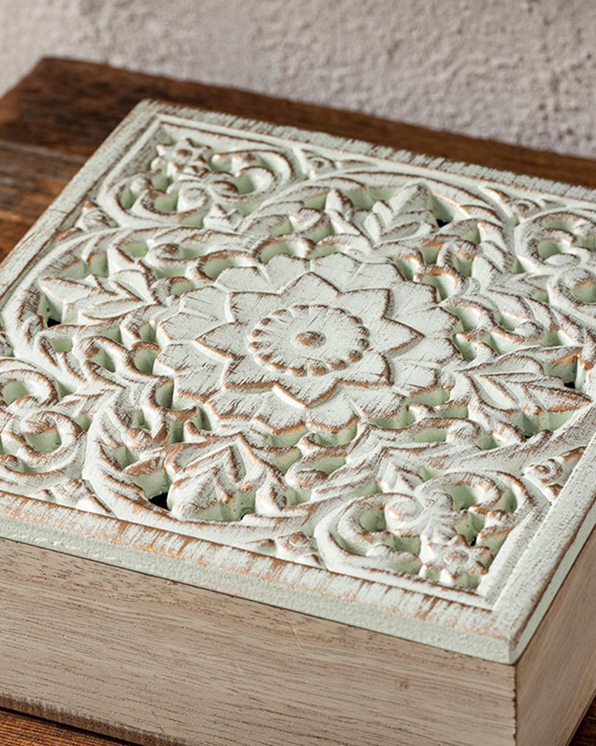 Revan Декоративна Кутия Зелено, 20 X 20 X 7 Cm
