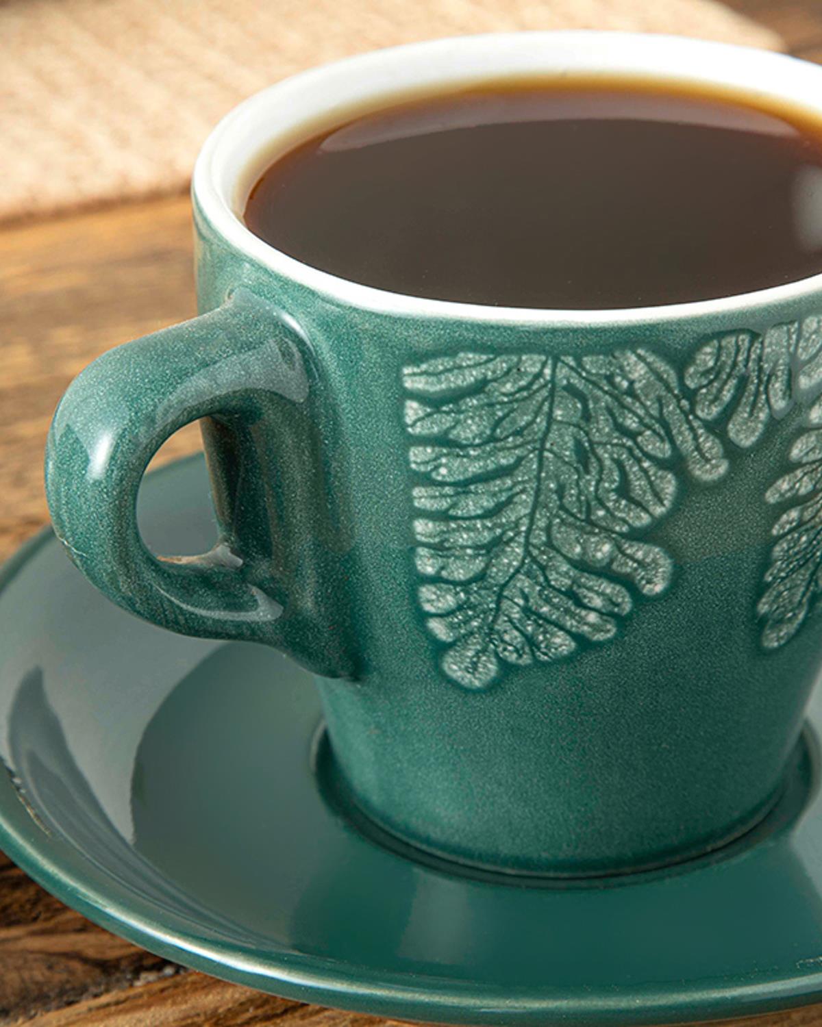Rila Комплект Чаени Чаши 4 Бр. За 2 Души, Stoneware, Бежово-Зелено, 250 Ml