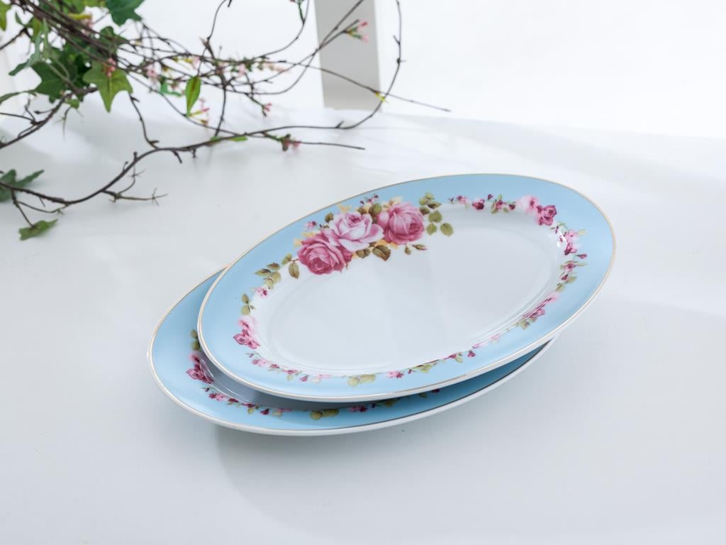 Romano ПРОДЪЛГОВАТА ЧИНИЯ 2 комплекта Порцелан 25 cm Blue.