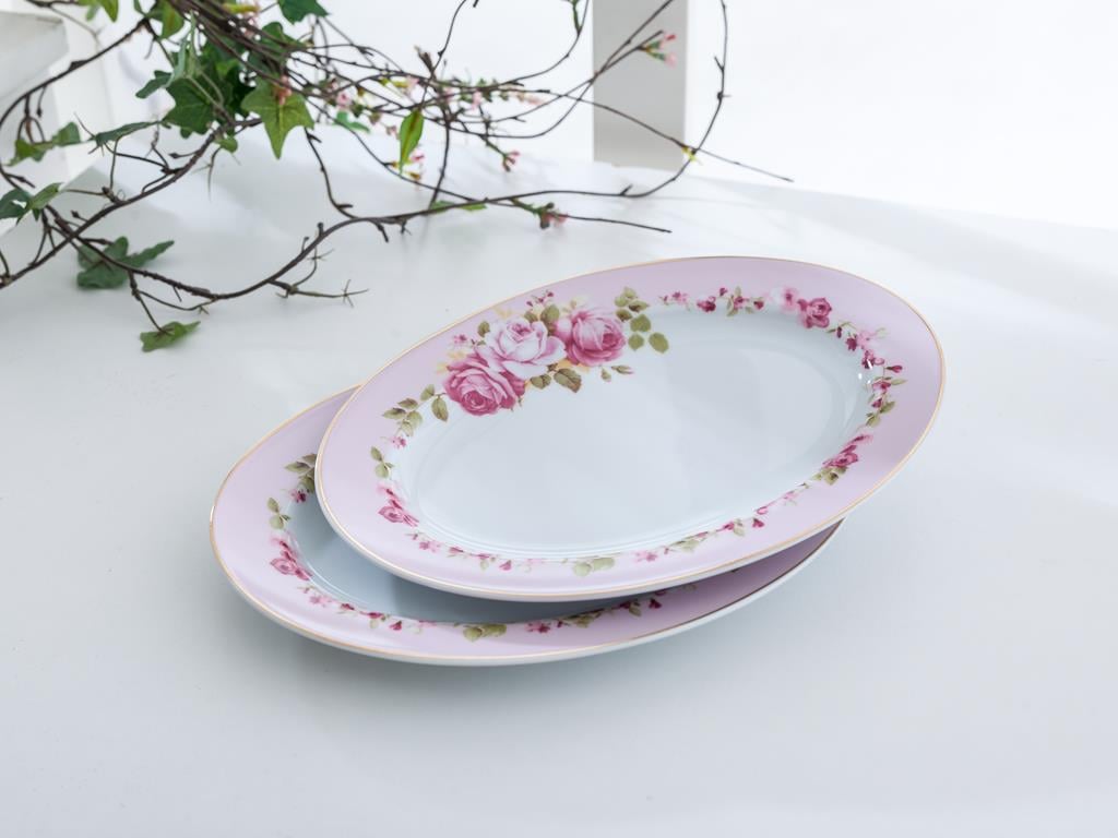 Romano ПРОДЪЛГОВАТА ЧИНИЯ 2 комплекта Порцелан 25 cm Pink