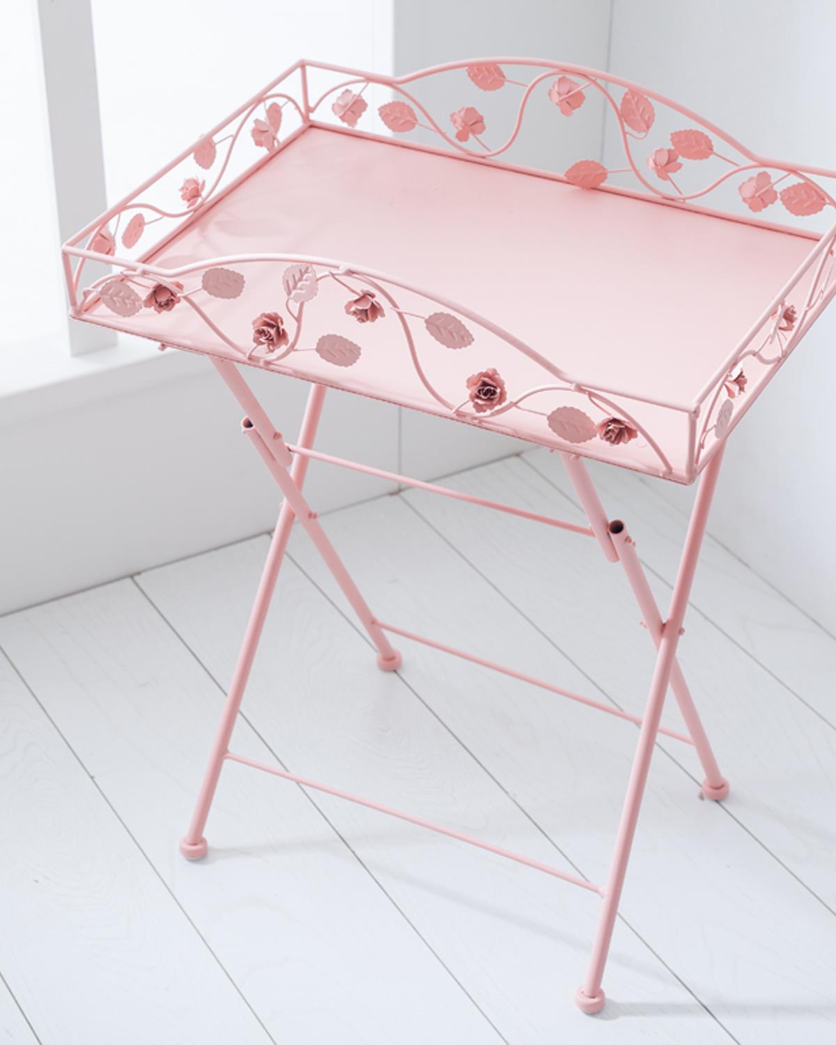 Rosa Поднос С Крака Метал 52x38x64 см Розов