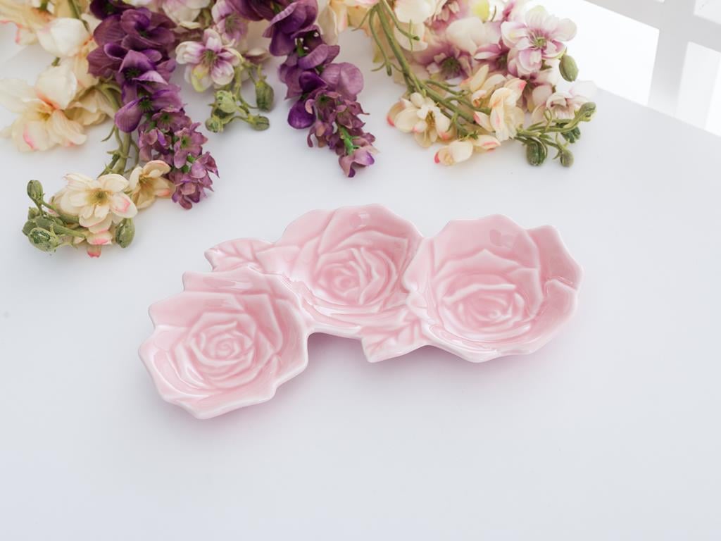 Rose Купички за Ядки С 3 отделения Stoneware 22,0x10,5x25,5 cm Pink