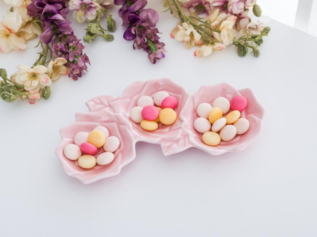 Rose Купички за Ядки С 3 отделения Stoneware 22,0x10,5x25,5 cm Pink