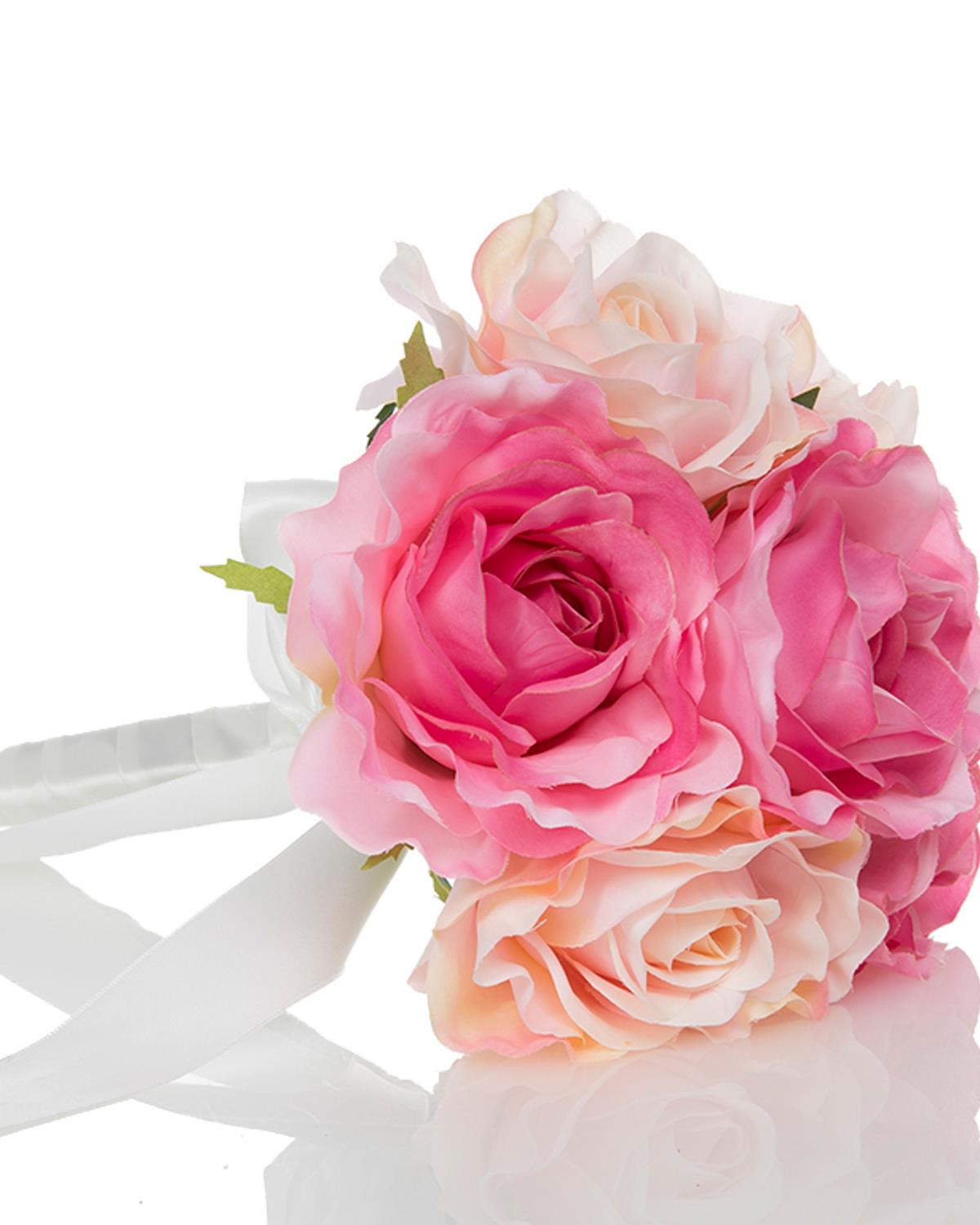 Rose Bundle Изкуствено Цвете 28 см Розов
