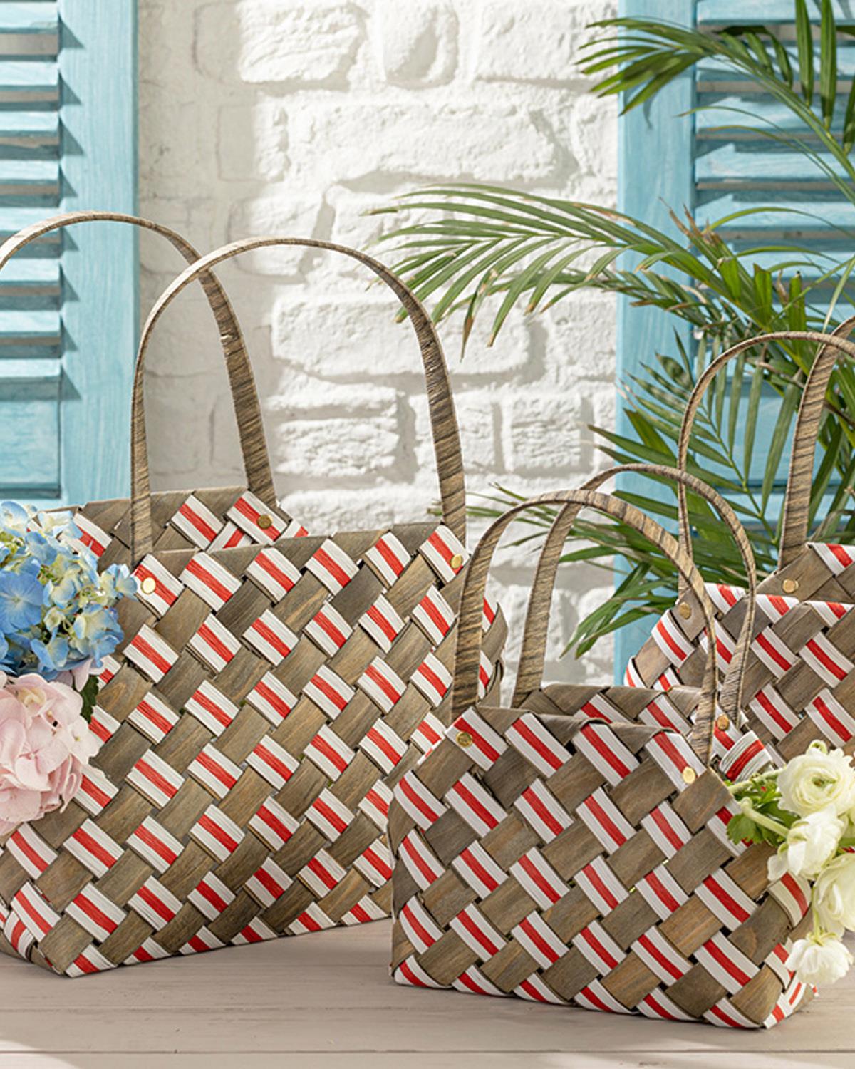 Royal Stripe Кошница 39x17x26 см Сив - Червен