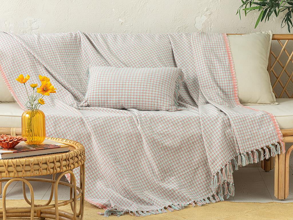 Rozaline Покривало За Диван 170x250 cm Мента - Оранжево-розов