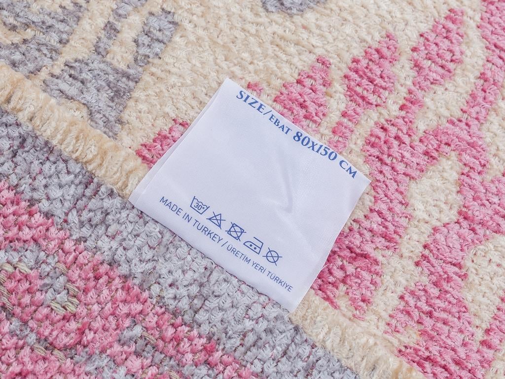 Rug КИЛИМ С пискюли Шенил 80x150 cm Pink-Gray
