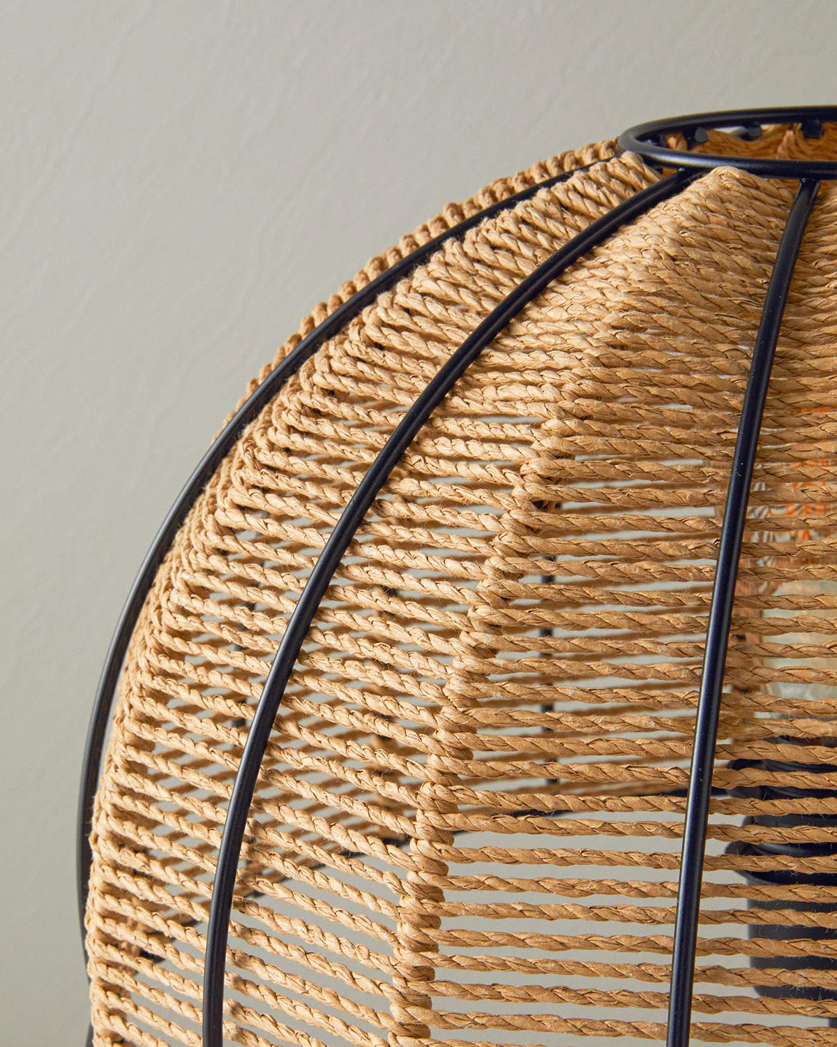 Rustic Wicker Table Lamp Beige