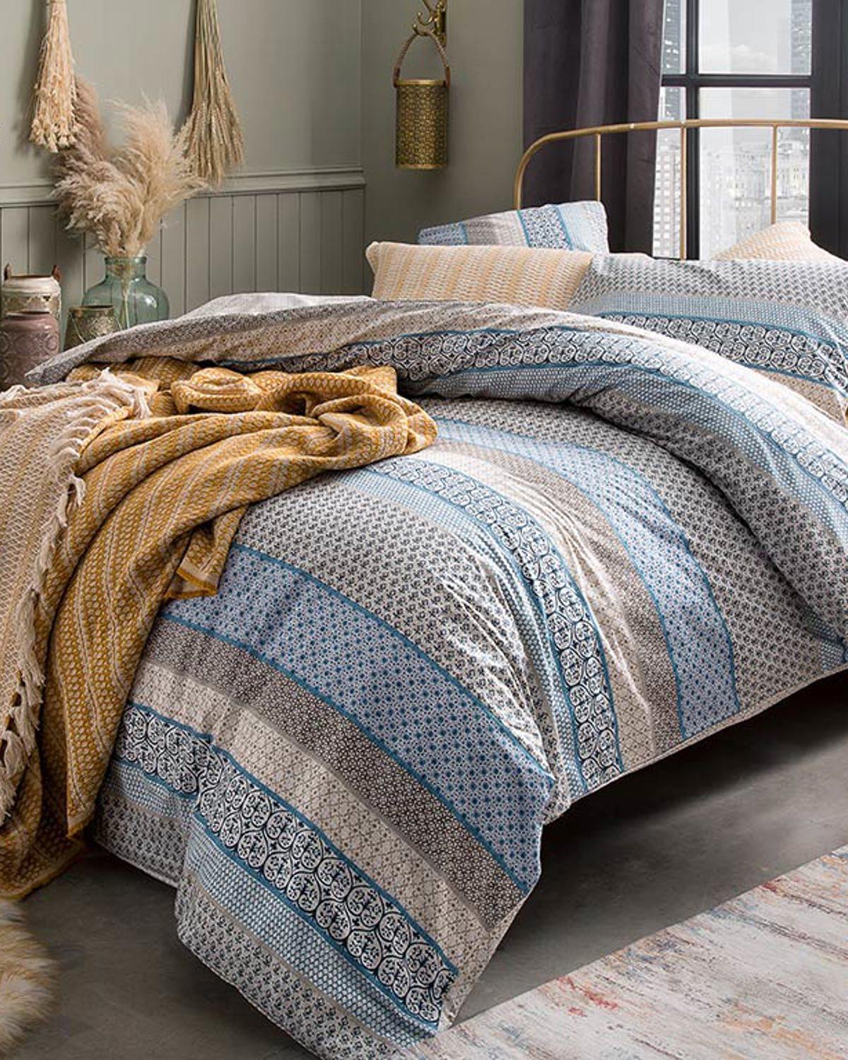 Rustic Chic Спален Комплект Двоен Памучен 200x220 см Бежов