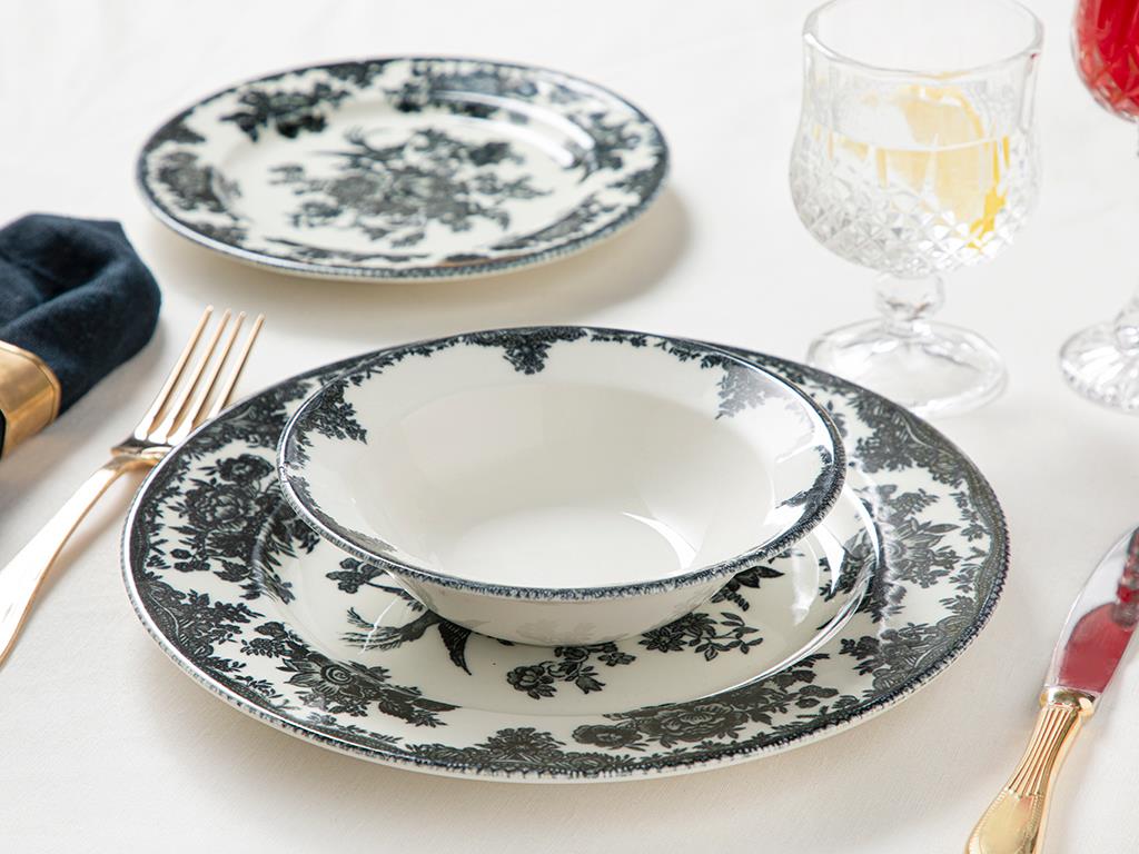 Rustic Elegance Сервиз за Хранене Порцелан 12 Parça 4 Kişilik Black