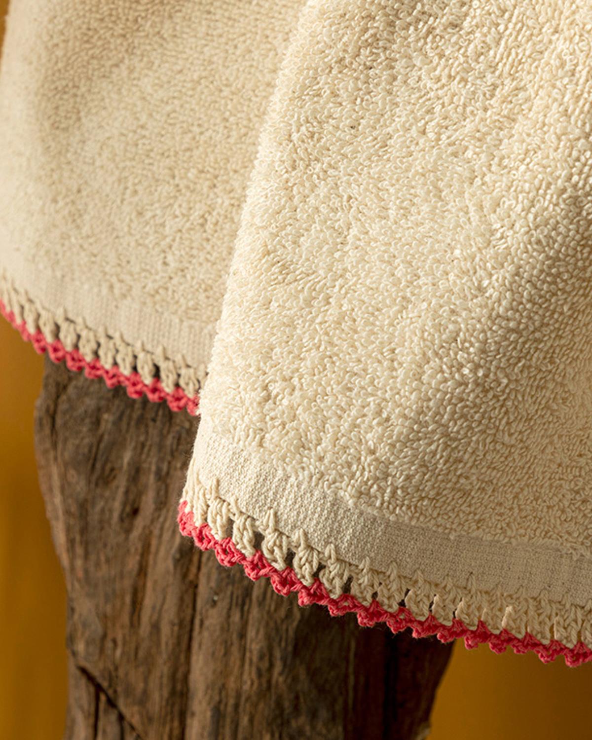 Sandy Кърпа За Лице С крошет Памучен 50x70 см Бежов - Розов