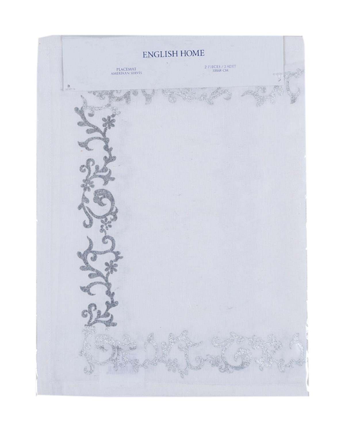 Scroll Подложки За Хранене 2 бр. С щампа 33x48 см Сребърен