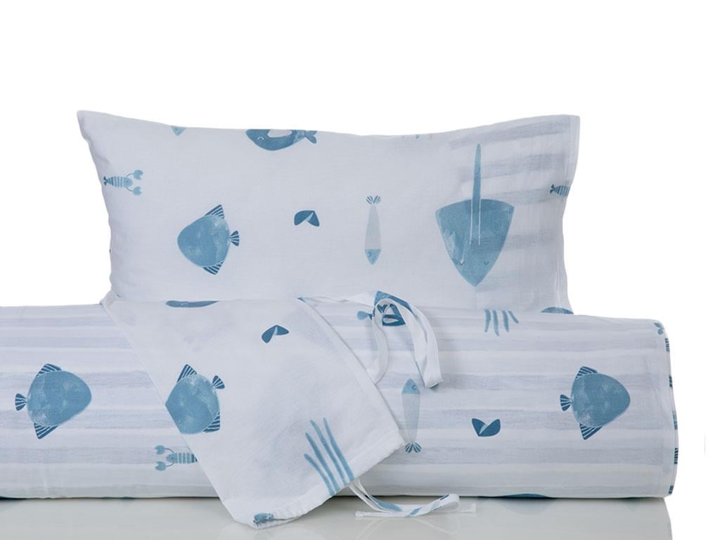 Sea Life ДЕТСКА ПОКРИВКА И ВЪ Tek Kişilik Памучен 160x220 cm Light Blue