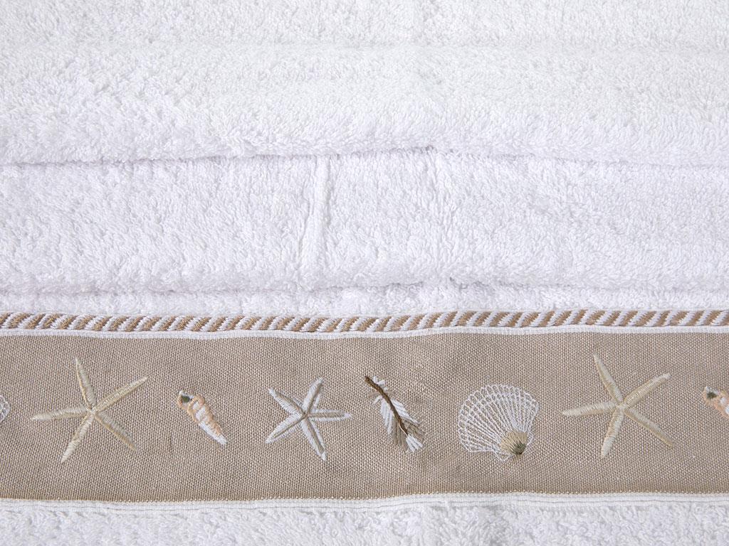 Seashell ХАВЛИЯ ЗА ЛИЦЕ С ресни Бродирани 50x80 cm White