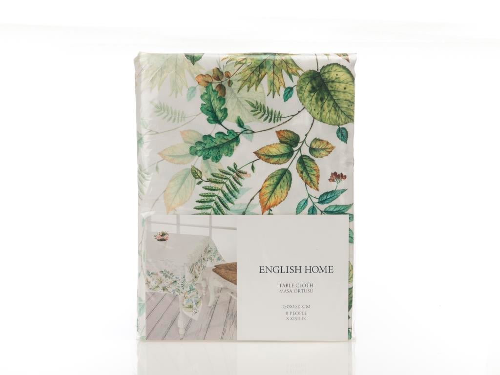 Secret Yard Покривка за Маса Дигитална щампа 150x150 cm White-Green