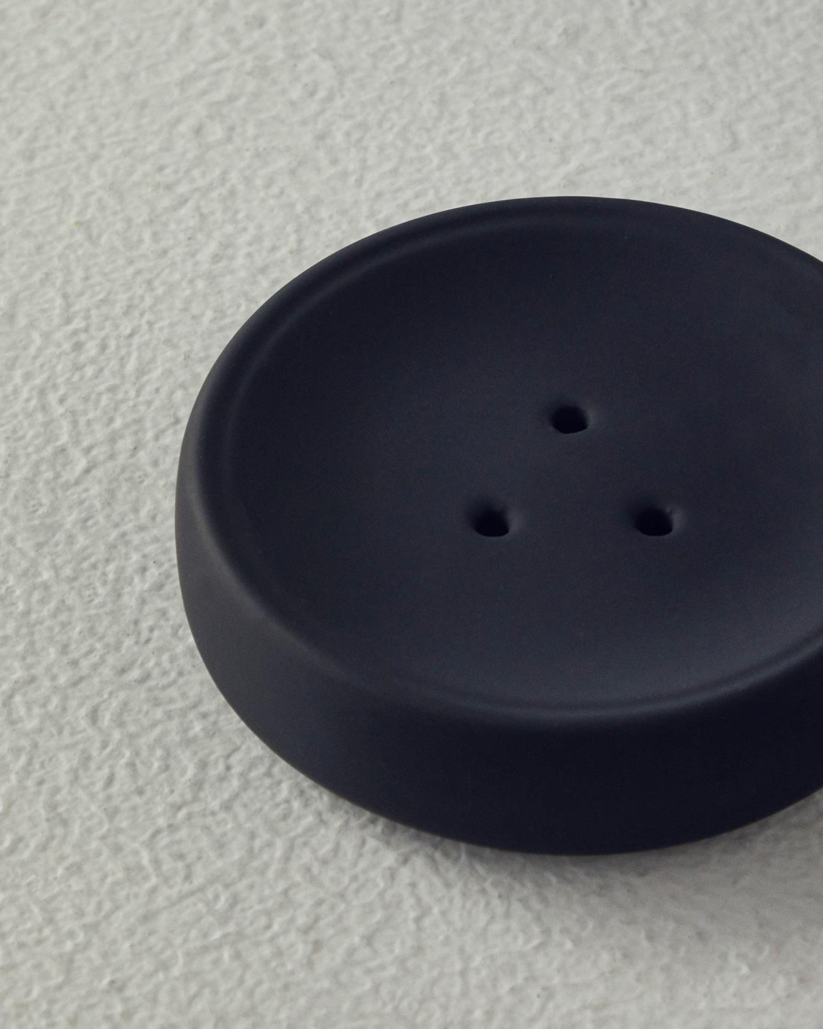 Shade Комплект За Баня 3 бр. Каменна керамика 8,6x16,7+8,5x11,2+11x3 см Черен