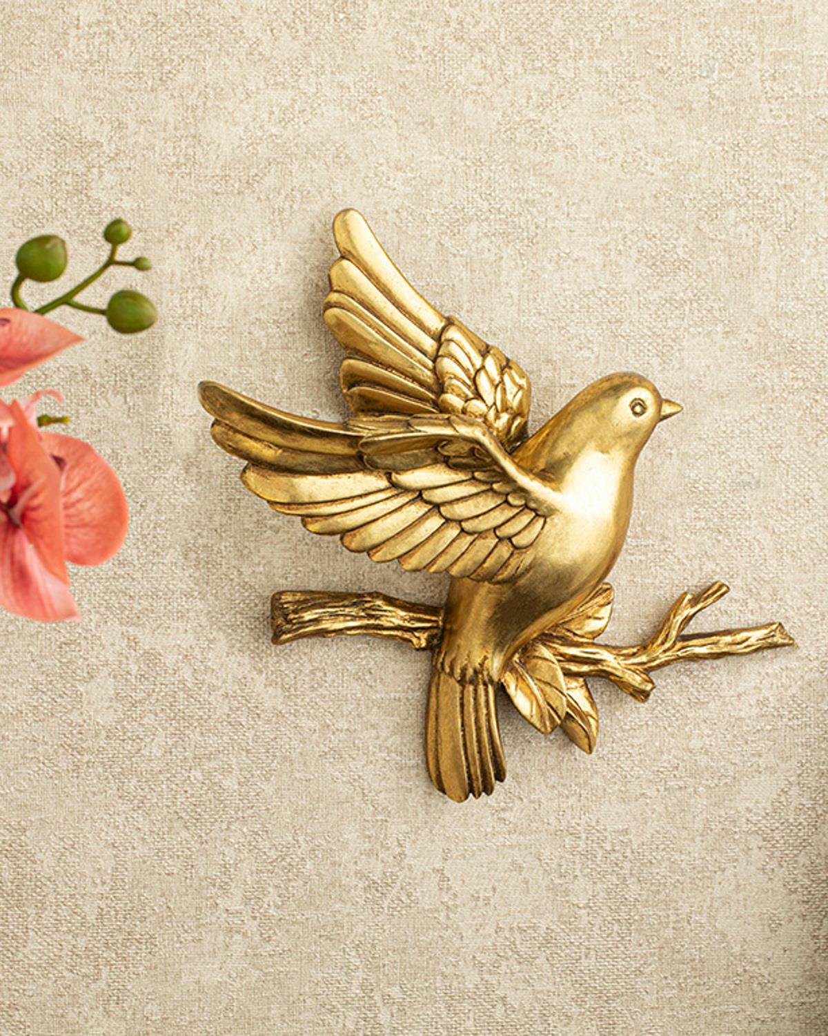Shiny Bird Аксесоар За Стена Полирезин 22x9x29,5 см Златен