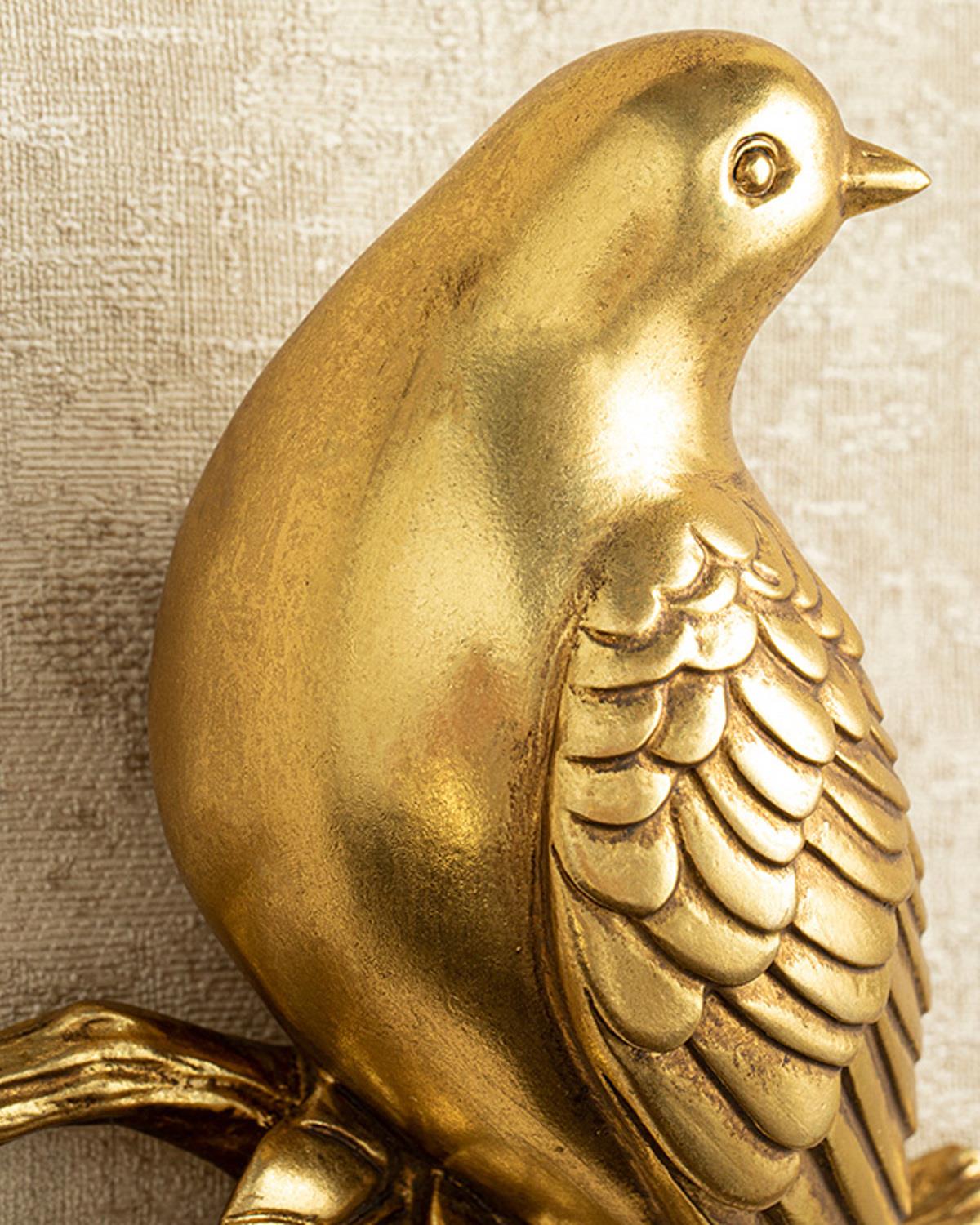 Shiny Bird Аксесоар За Стена Полирезин 23x7,5x22 см Златен