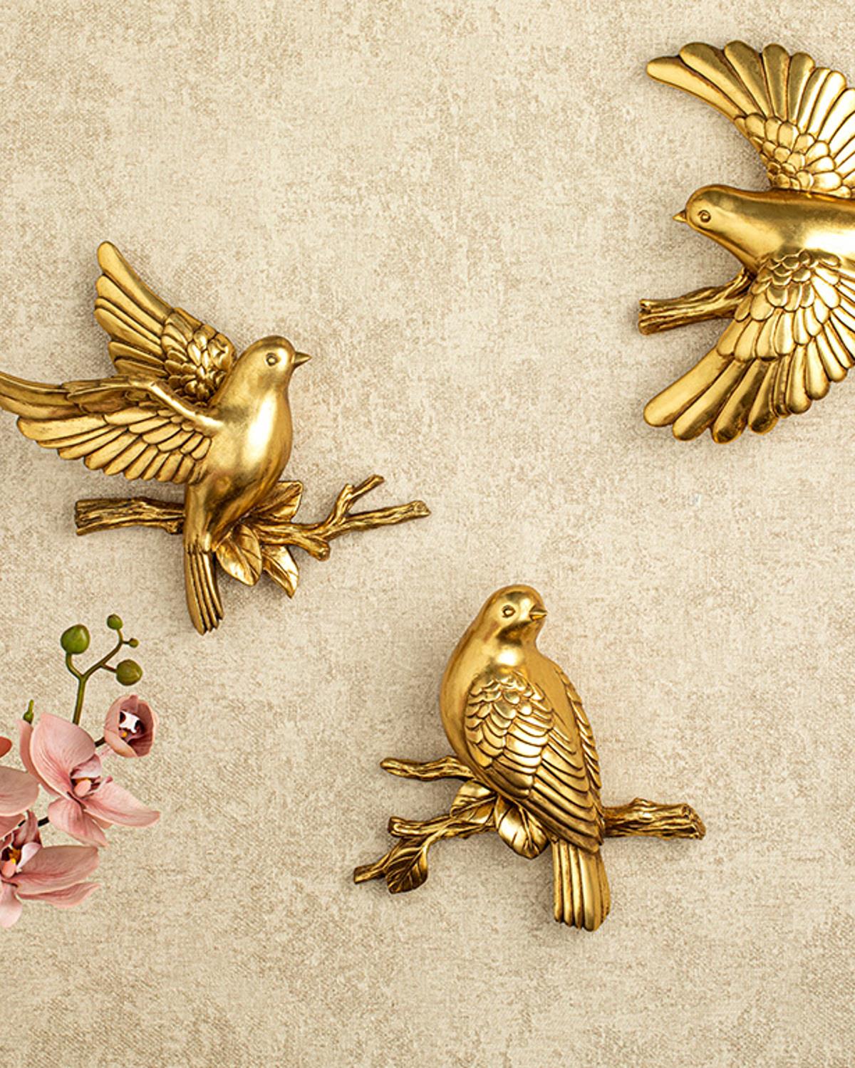 Shiny Bird Аксесоар За Стена Полирезин 24x7,5x25 см Златен