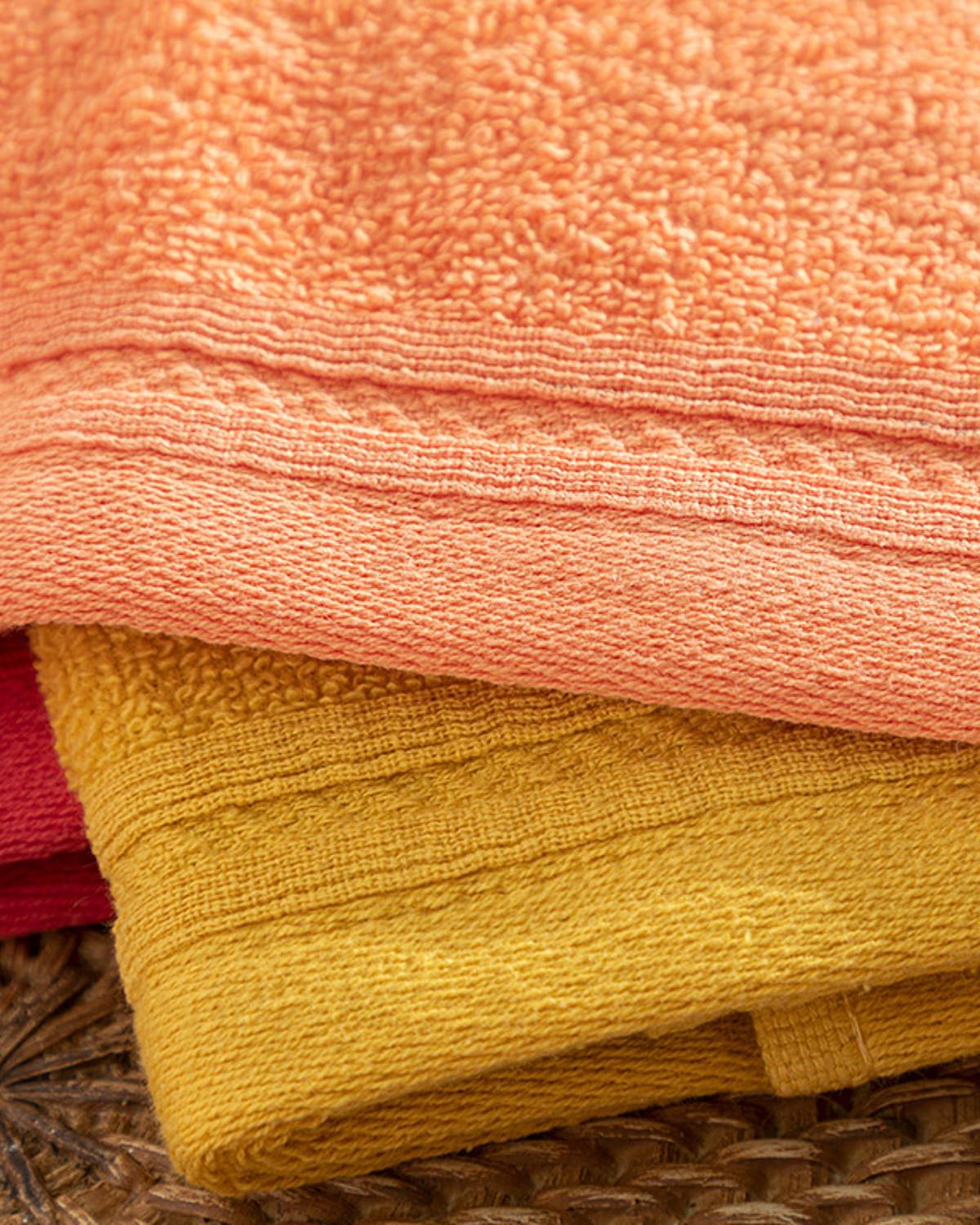 Simple Хавлии За Ръце 3 Бр., Памучен, Жълто-Оранжево-Розово, 30 X 30 Cm